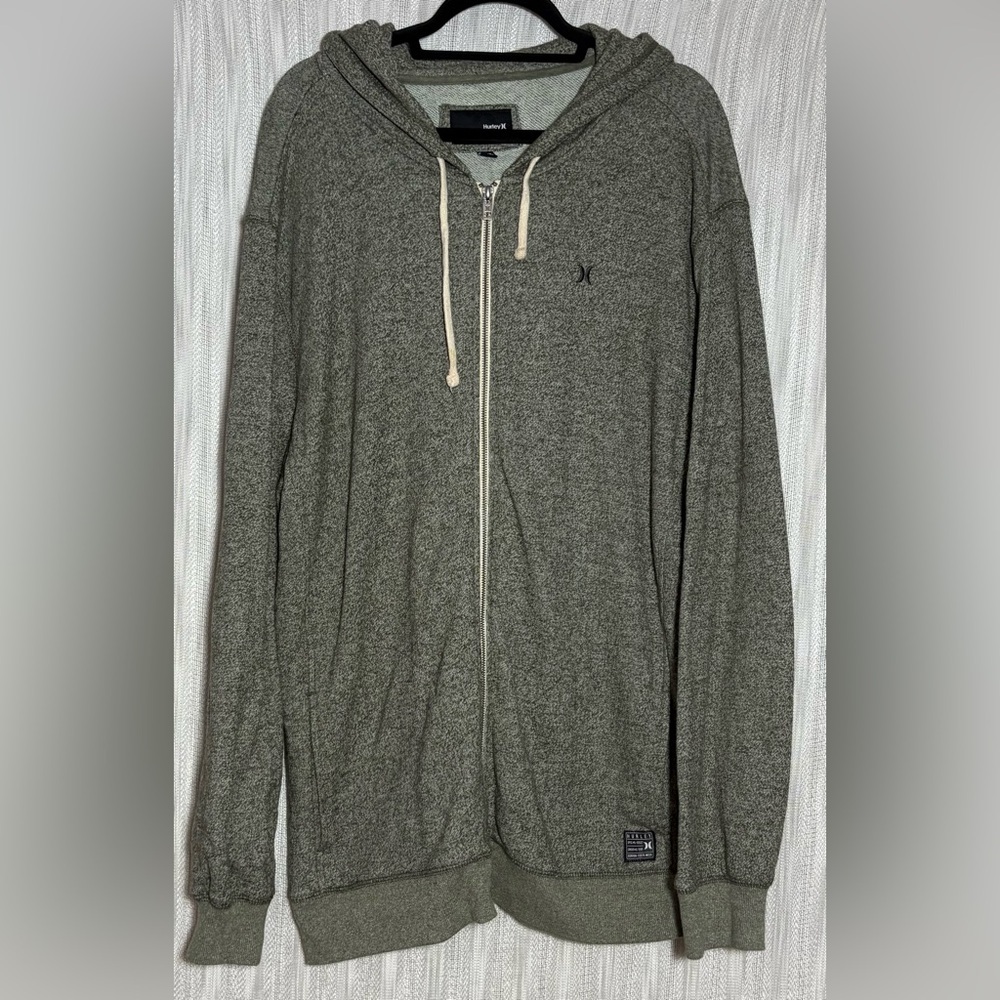 Hurley Men's Heather light green Zip-Up Hoodie